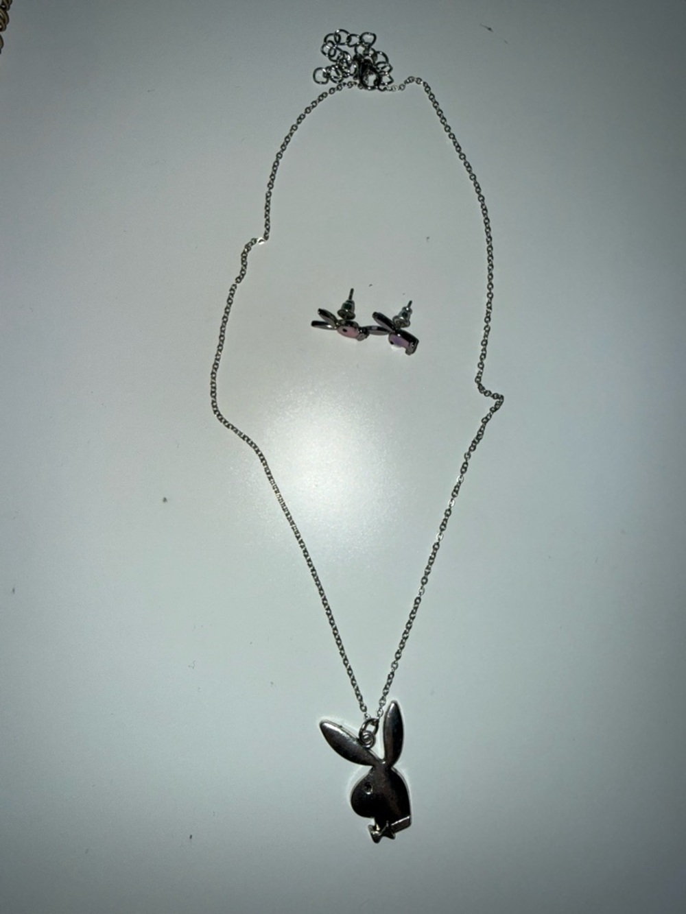 Silver Playboy Necklace and earrings set